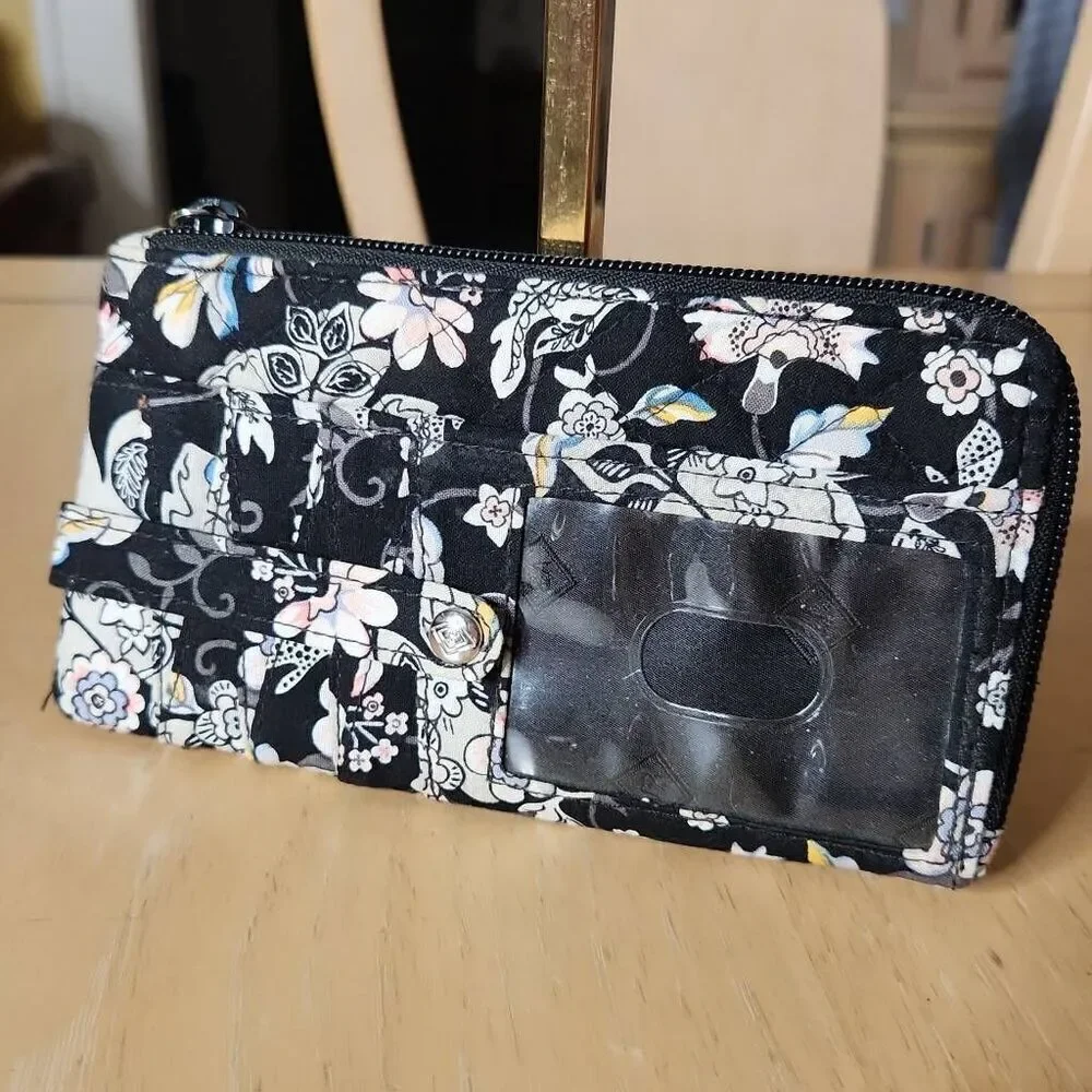 Vera Bradley Holland Garden black floral wallet
